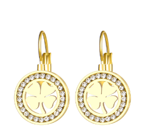 Kløver øreringe med sten i guldtone