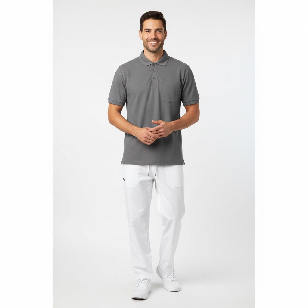 Nybo Sølvgrå Herre Prowear Poloshirt, Slidstærk, Brystlomme