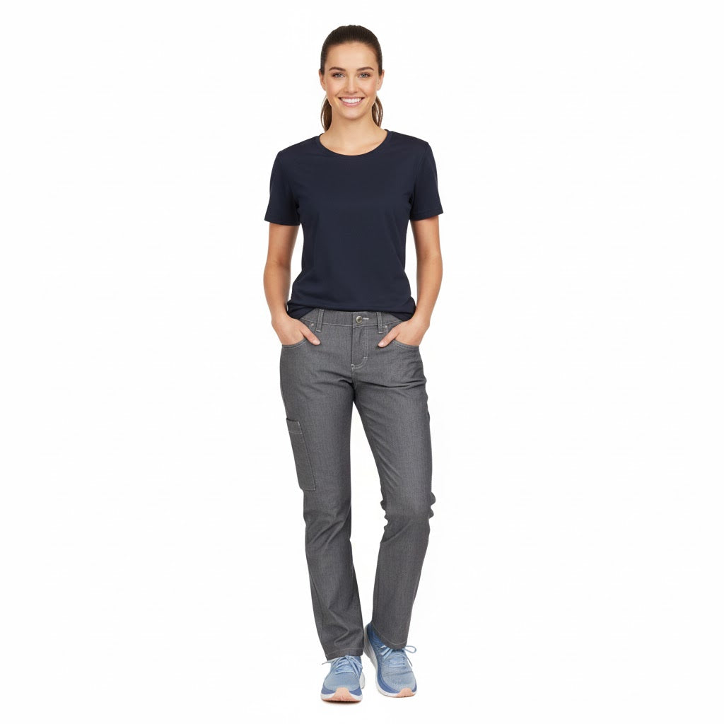 Nybo Grå Damebliss Jeans, Justerbar Elastik, Lav Talje, Smal Lårvidde