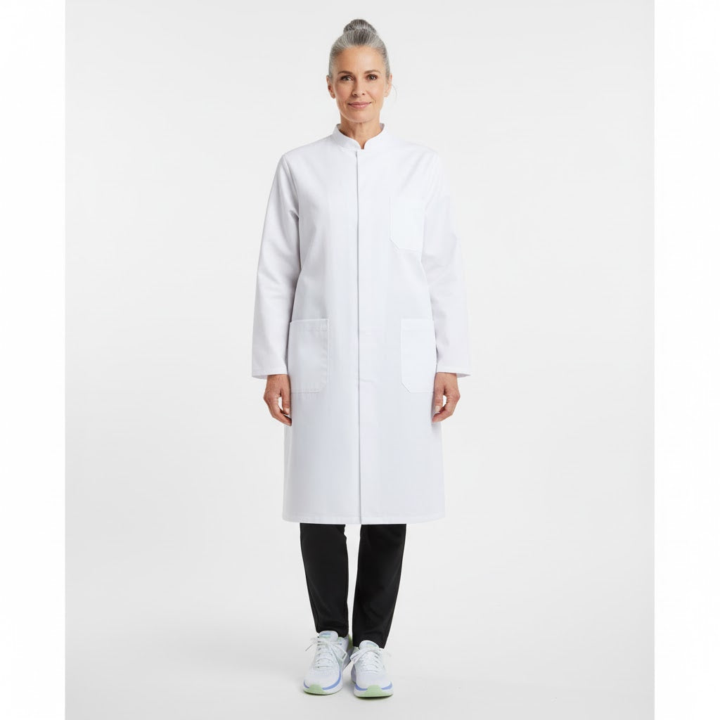 Nybo Hvid Unisex Heartbeat Kittel, Skjult Lukning, Kinakrave, Slids