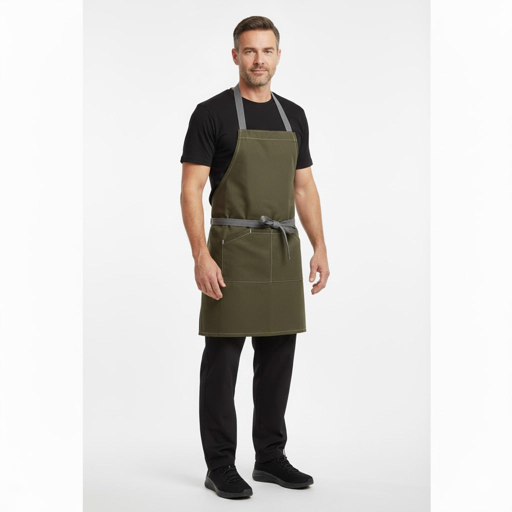 Nybo Brun/Denimblå Unisex New Nordic Kuskeforklæde, Justerbar Nakkestrop, Store Lommer