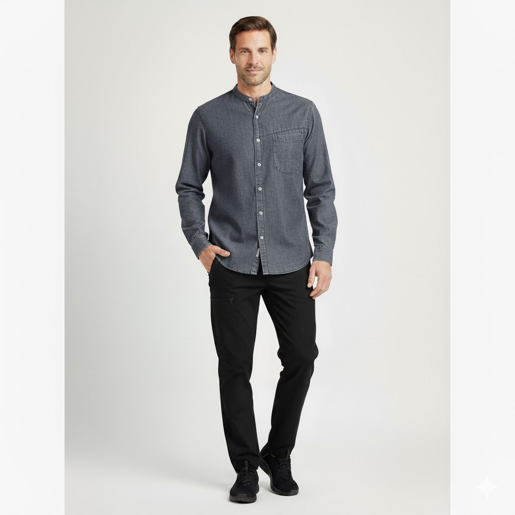 Nybo Denimblå Unisex New Nordic Gastrojakke, Lange Ærmer, Strækbar, Komfort