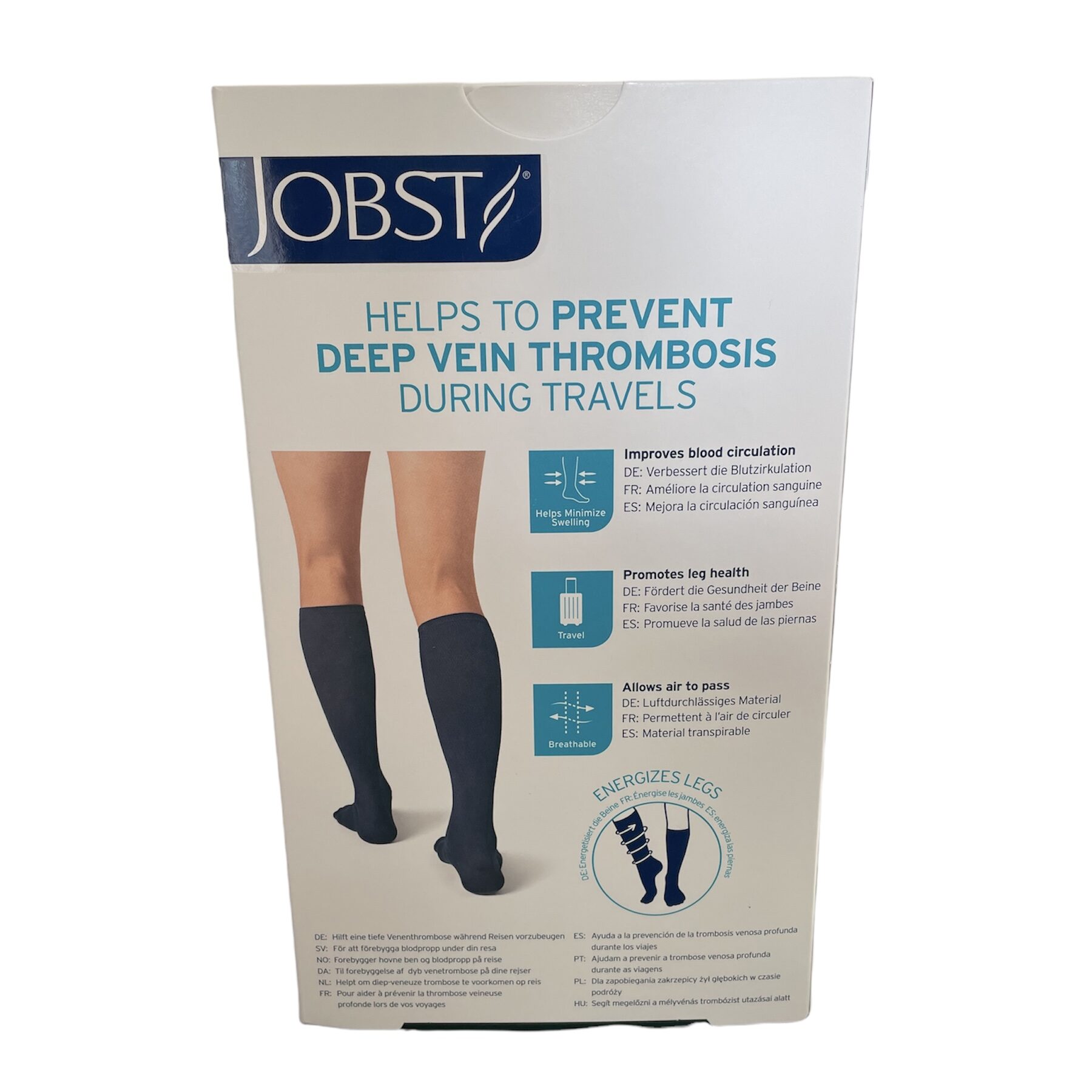 Jobst rejsestrømper i sort klasse 1 med tå