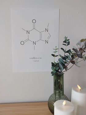 Sjov koffein molekyle plakat