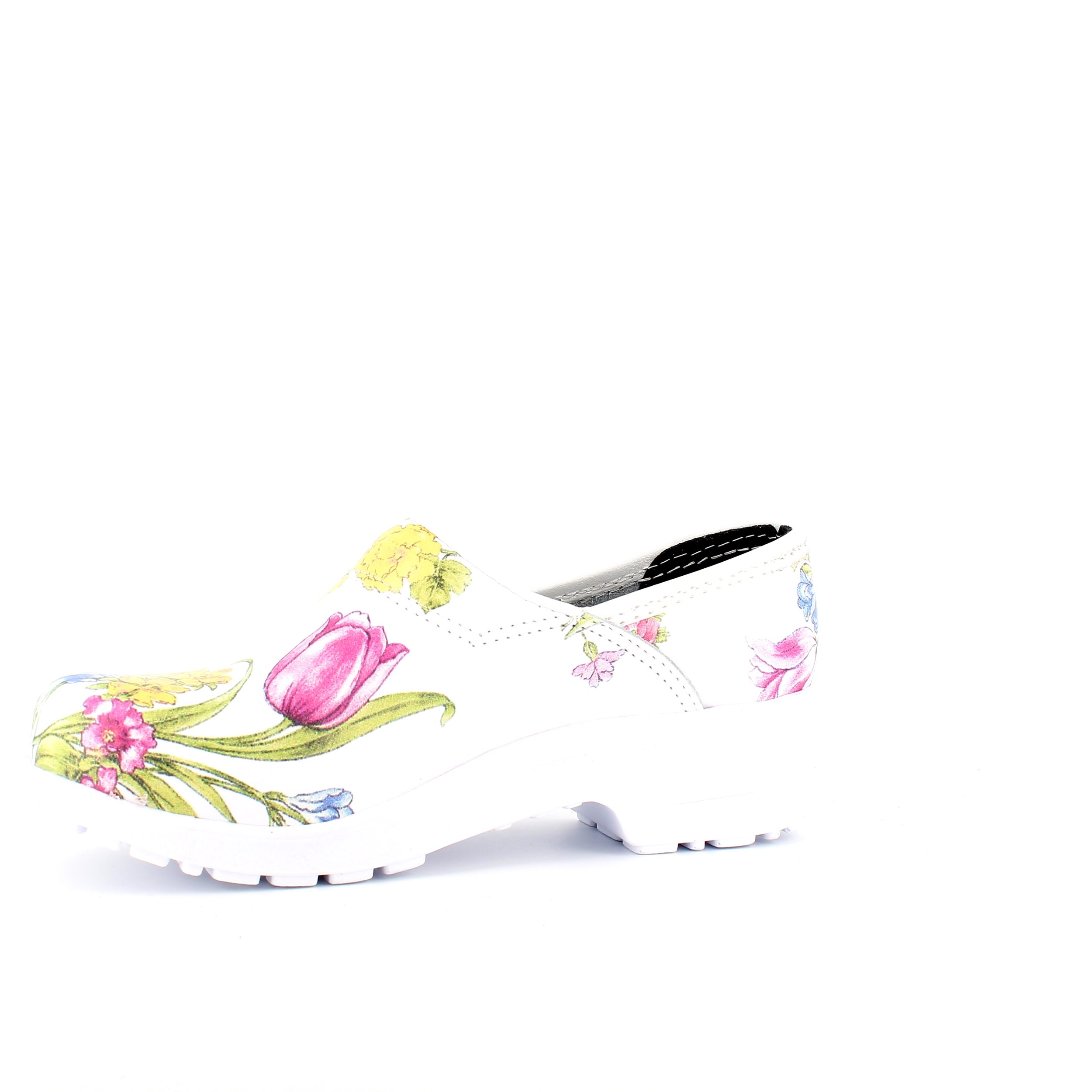 Blomstret forårs træsko med forårs blomster med kap