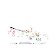 Hvid blomstret træsko med kap