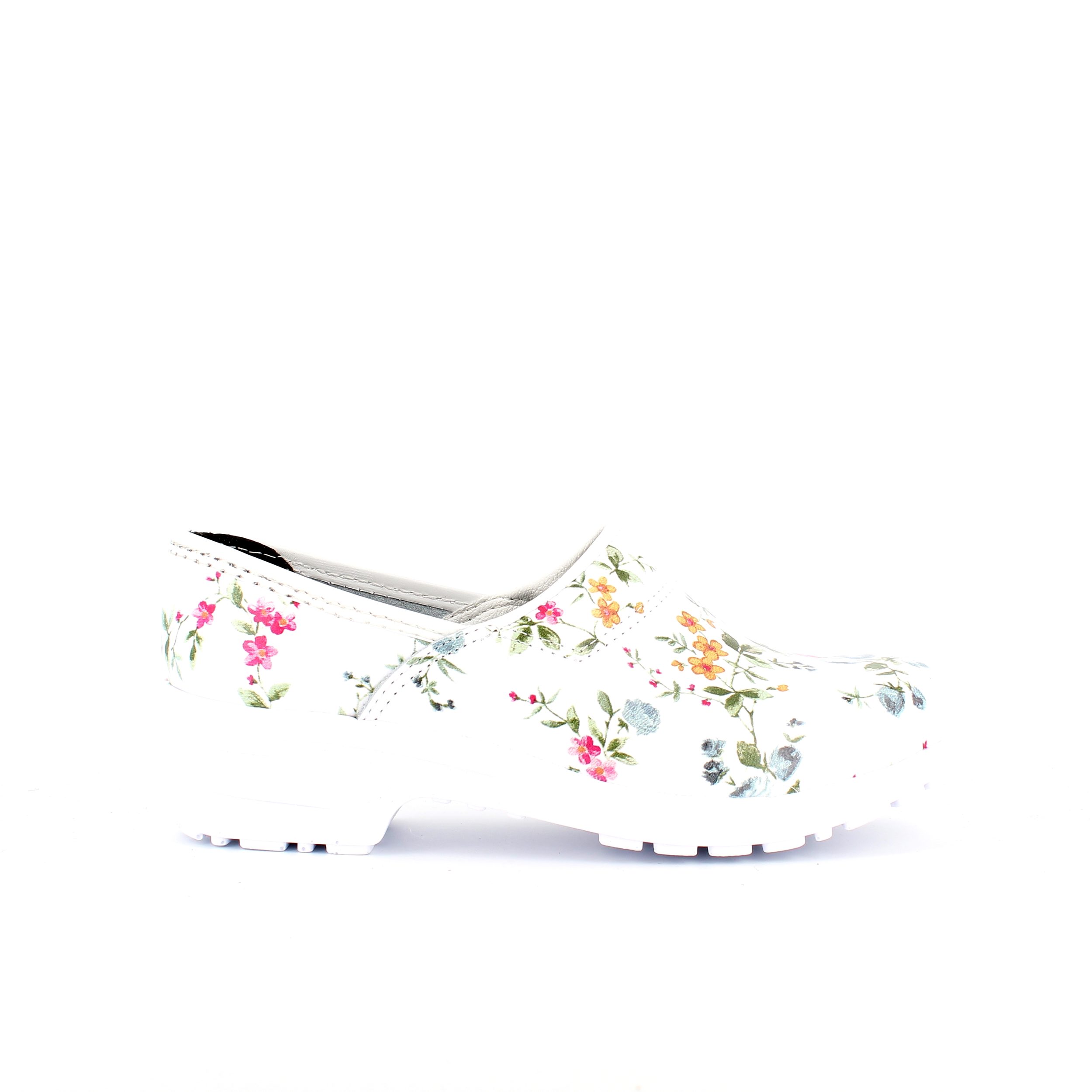 Hvid blomstret træsko med kap