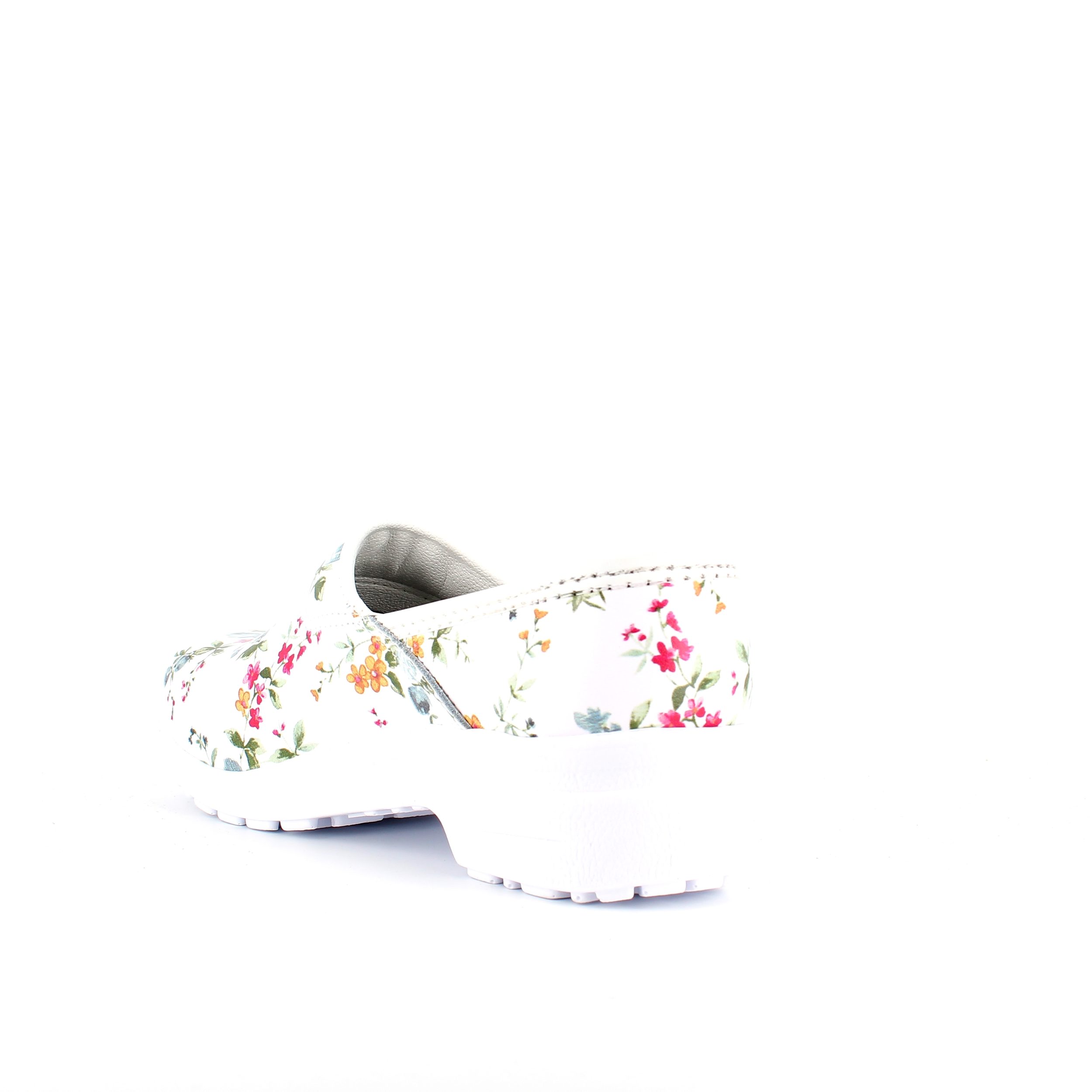 Hvid blomstret træsko med kap