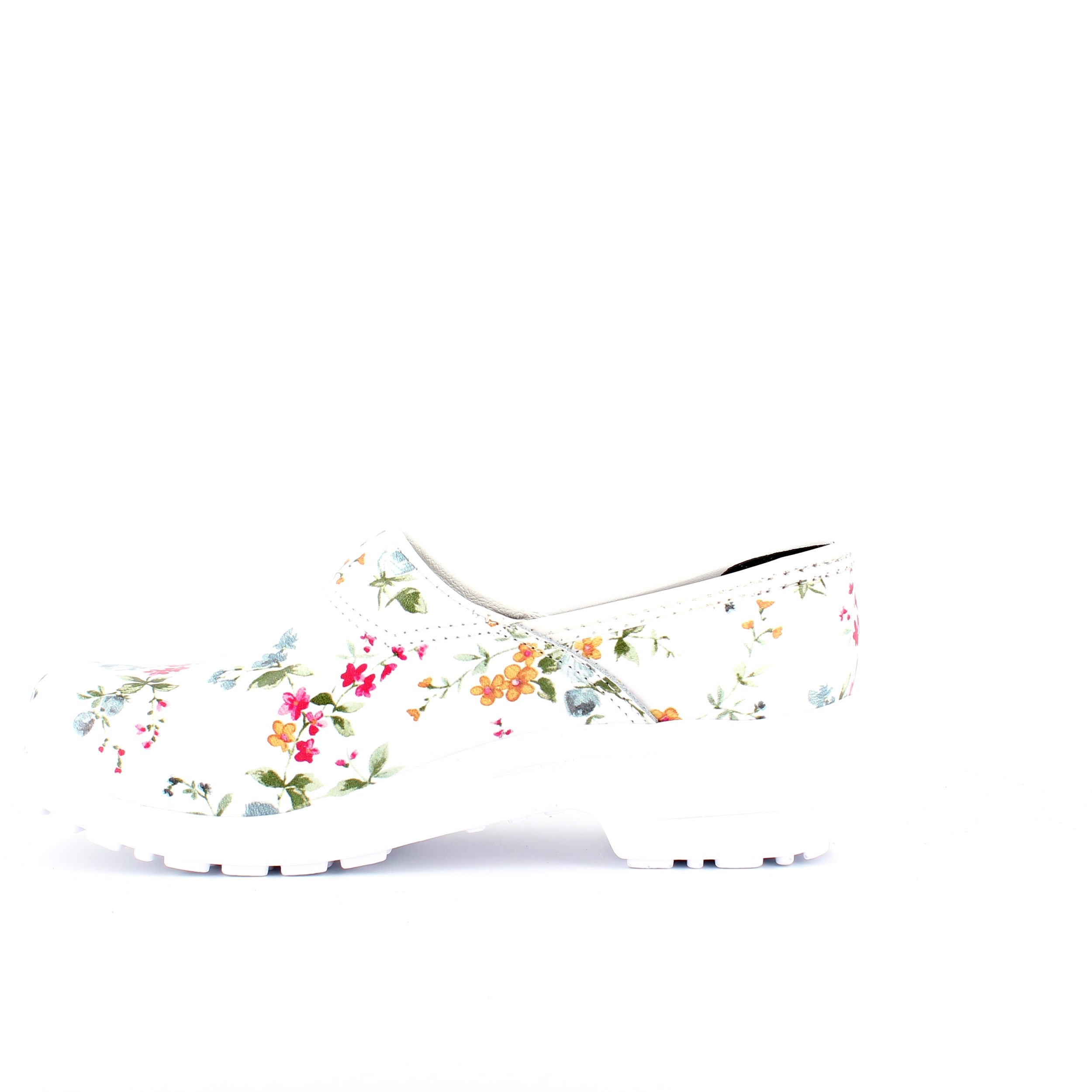 Hvid blomstret træsko med kap