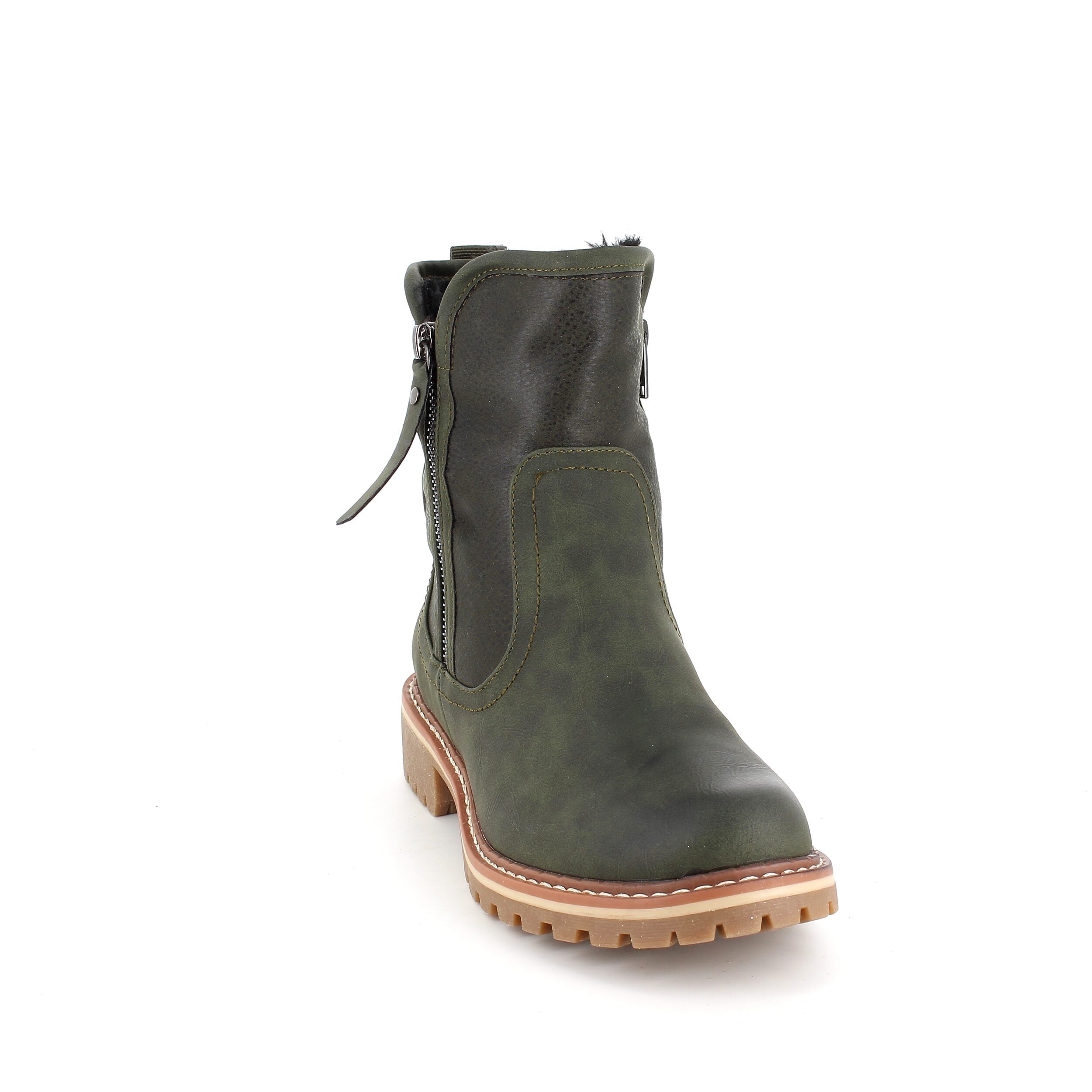 Grøn vinterstøvle med foer og smarte detaljer