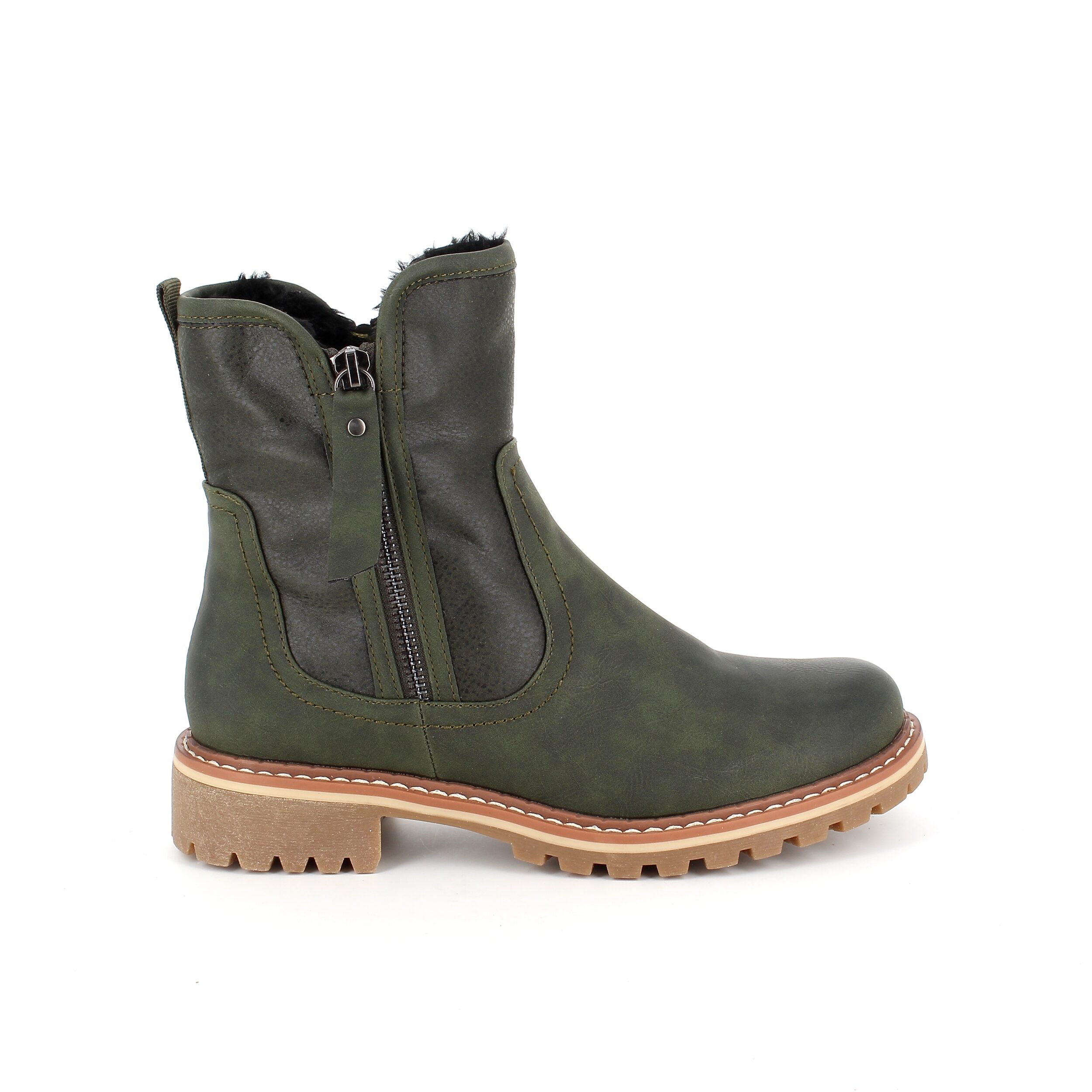 Grøn vinterstøvle med foer og smarte detaljer