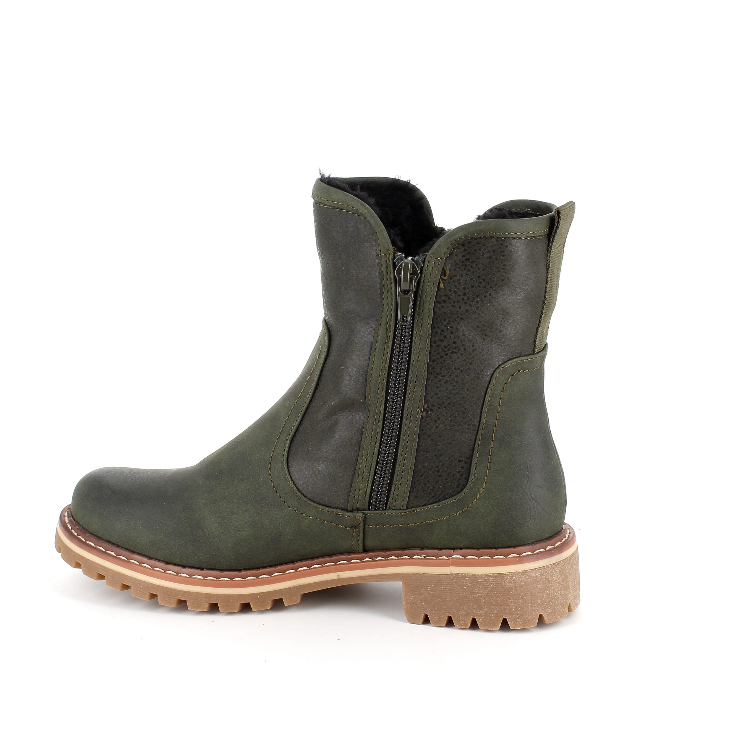 Grøn vinterstøvle med foer og smarte detaljer