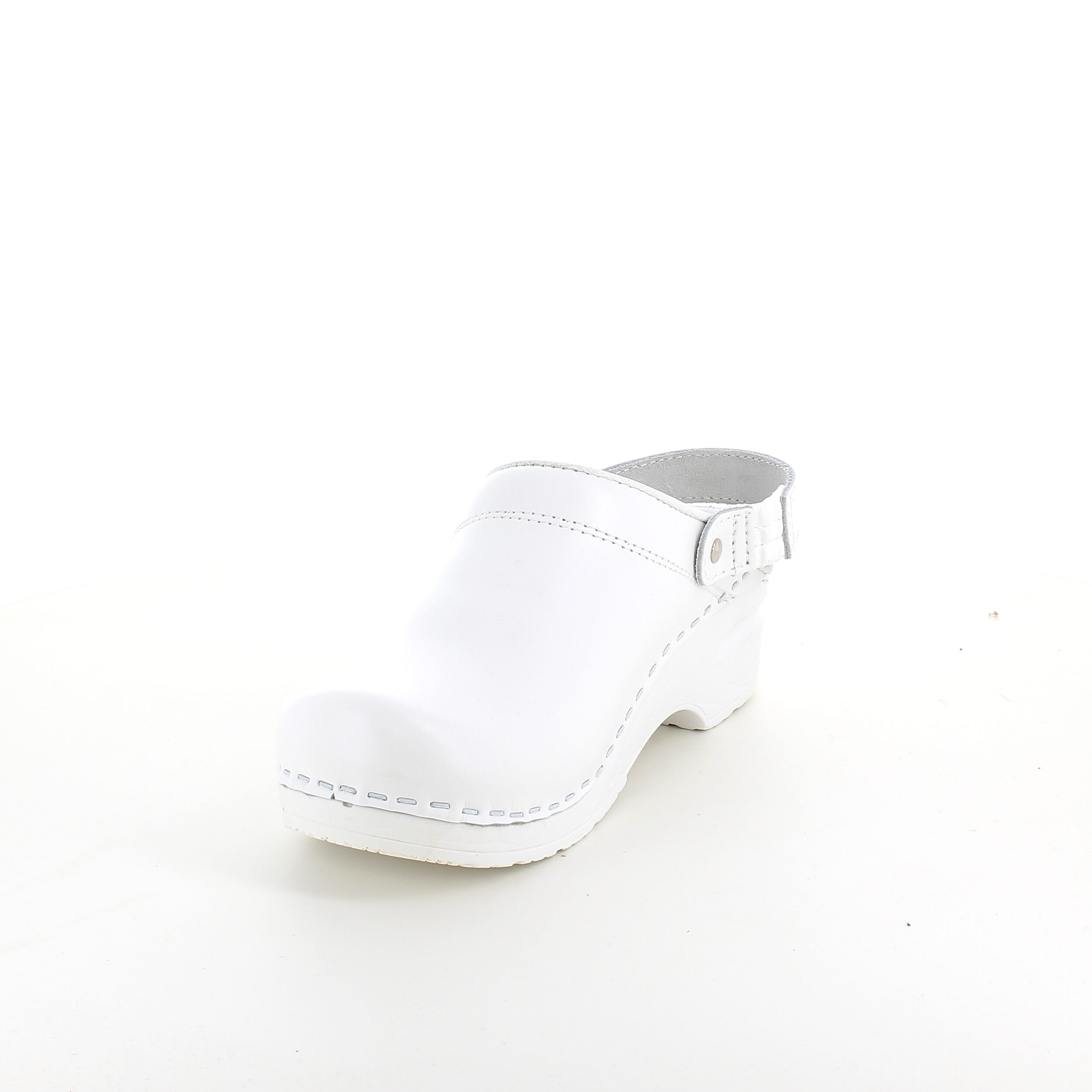 Hvid skind træsko med rem