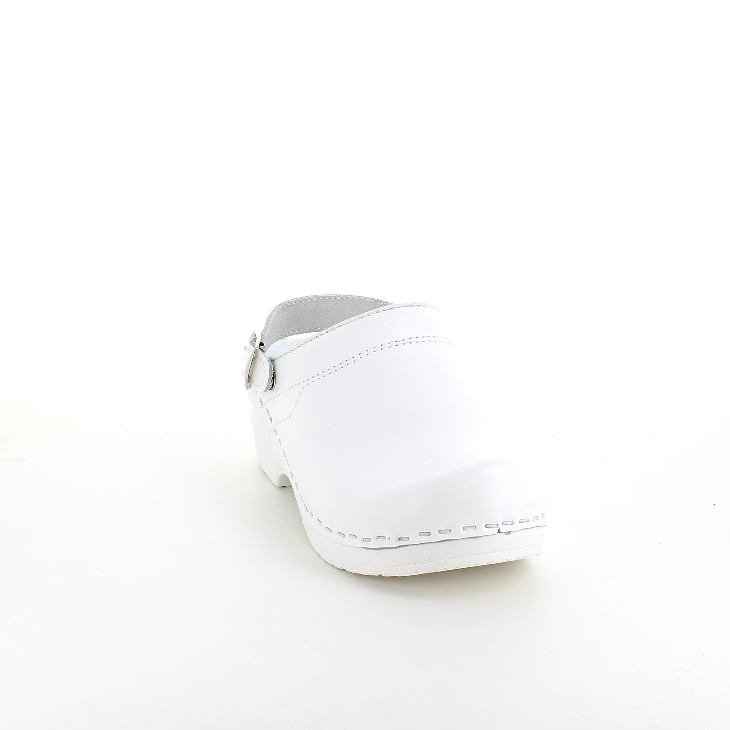 Hvid skind træsko med rem