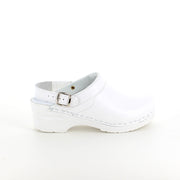 Hvid skind træsko med rem