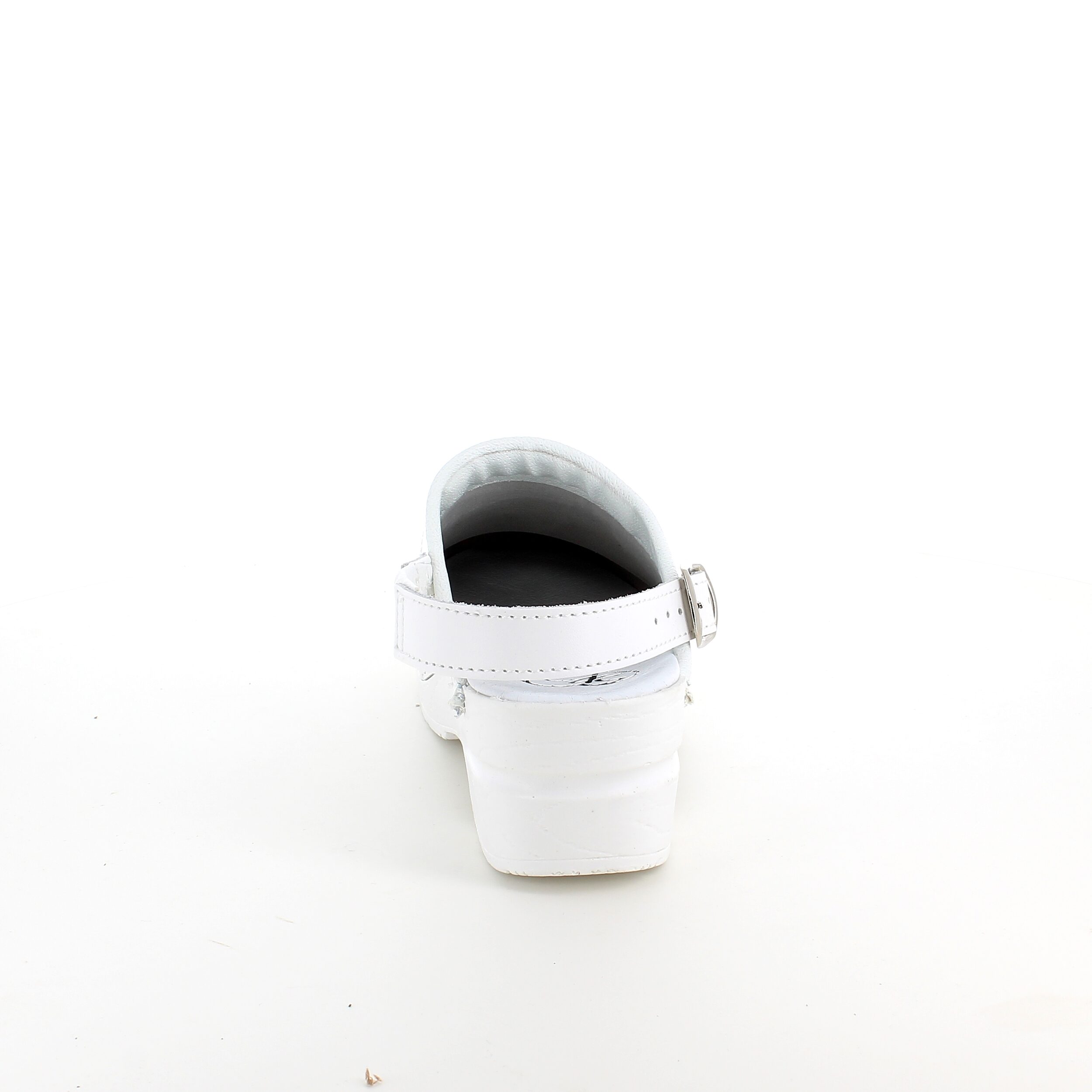 Hvid skind træsko med rem