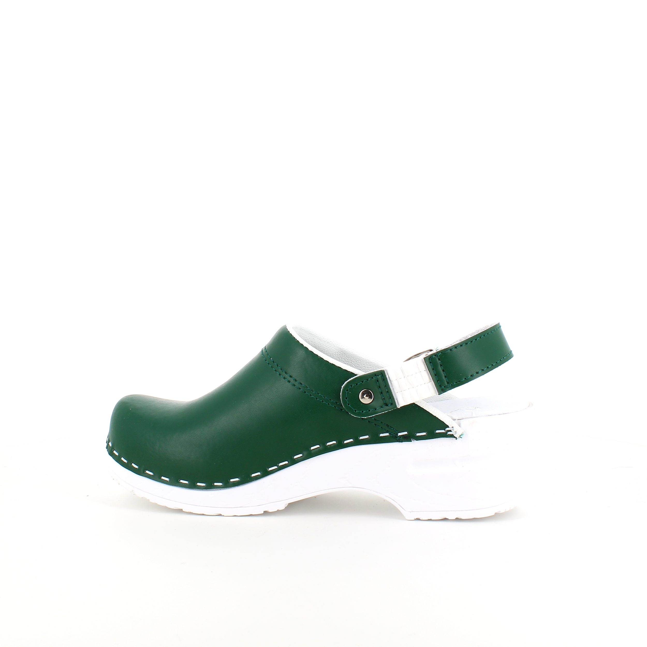 Grøn skind træsko med rem