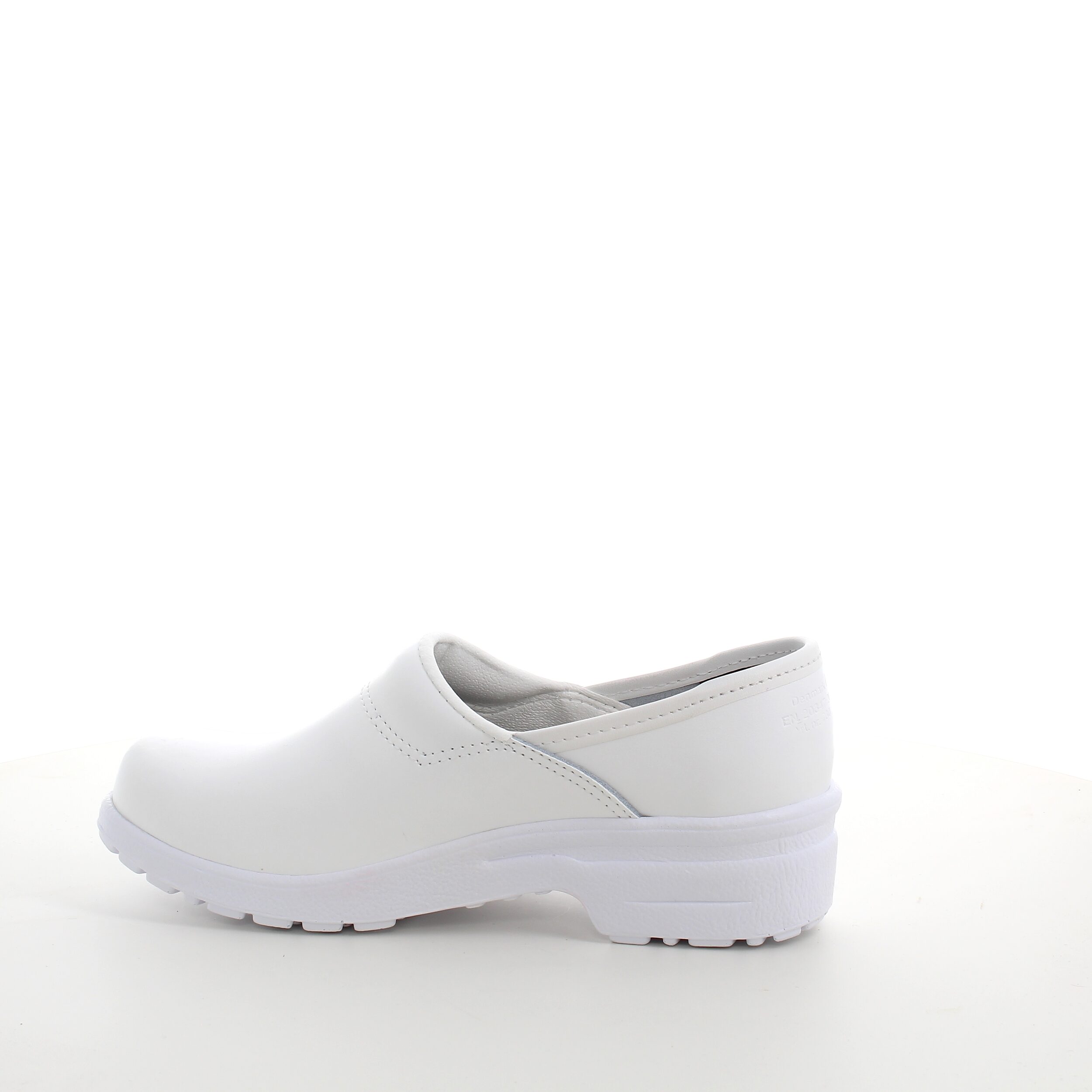 Hvid træsko i god kvalitet med hælkap og god komfort