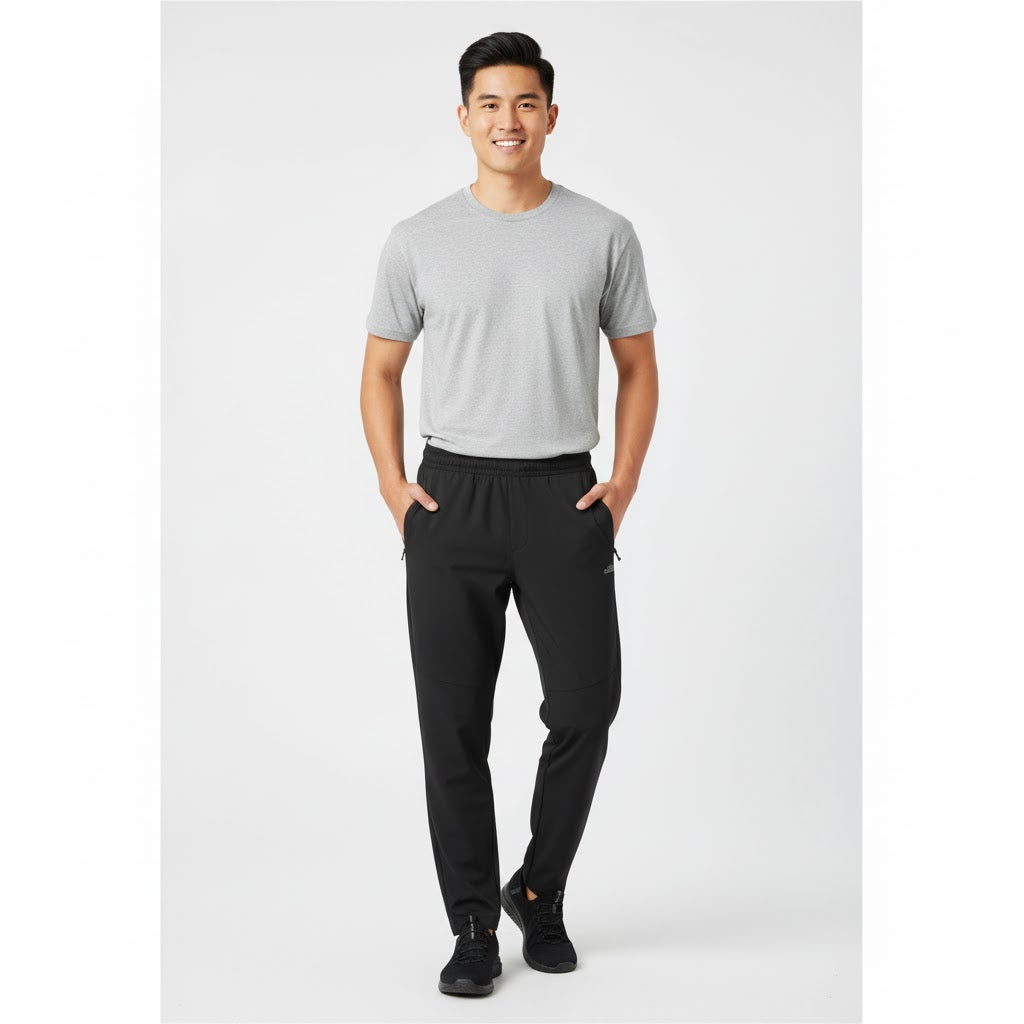 Nybo Grå Melange Herre Basic T-Shirt, Klassisk, Fire-Lags Ribkant