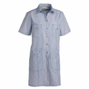 Nybo Blå Stribet Dametunika, Fresh, Elastisk Ryg, Rummelige Lommer