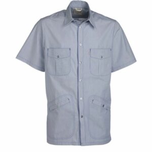 Nybo Blå Stribet Unisex Fresh Skjorte, Justerbar Elastik, Slidser