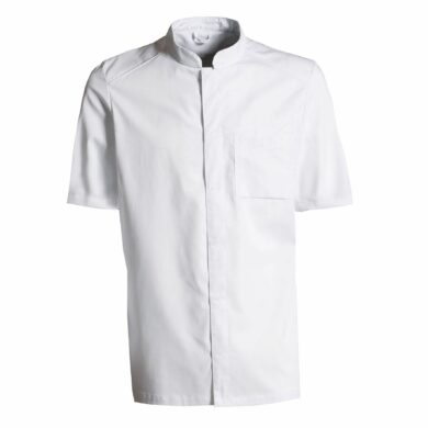 Nybo Hvid Unisex New Nordic Kokkejakke, Kortærmet, Komfortabel pasform, Åndbar