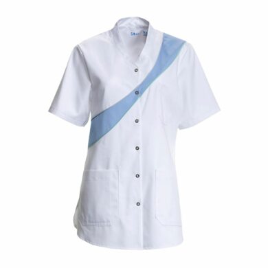 Nybo Hvid/Lyseblå Dame Sunshine Tunika, Komfort, Slidser, Trykknapper
