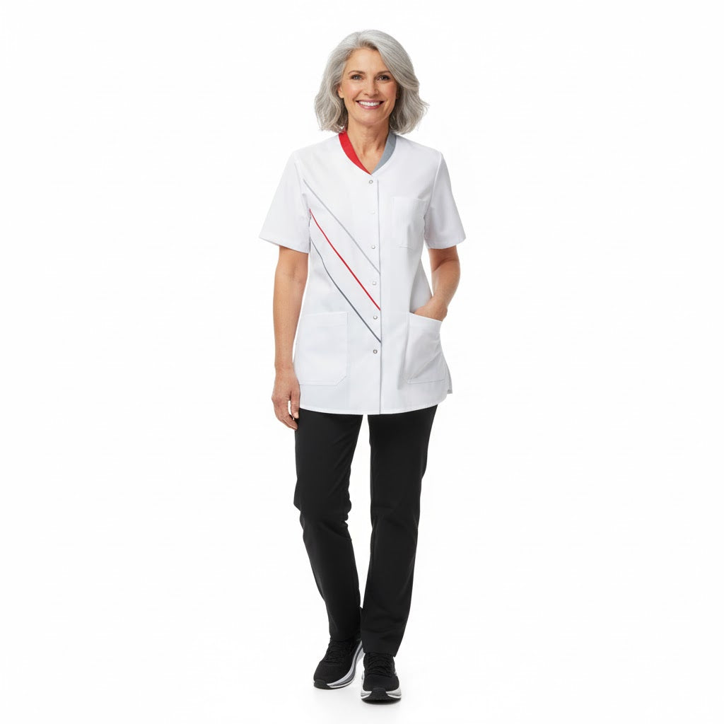 Nybo Hvid/Rød/Grå Dametunika Feel Free, Kortærmet, Komfort