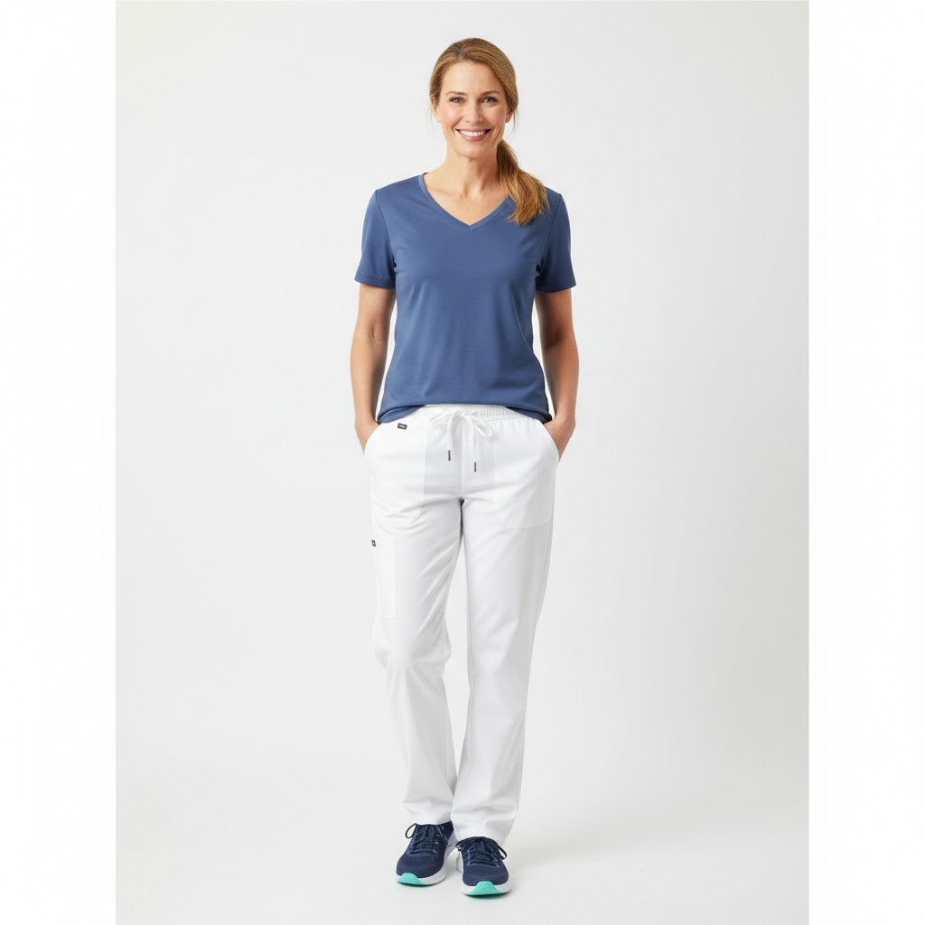 Indigo farvet dame t-shirt med v-hals