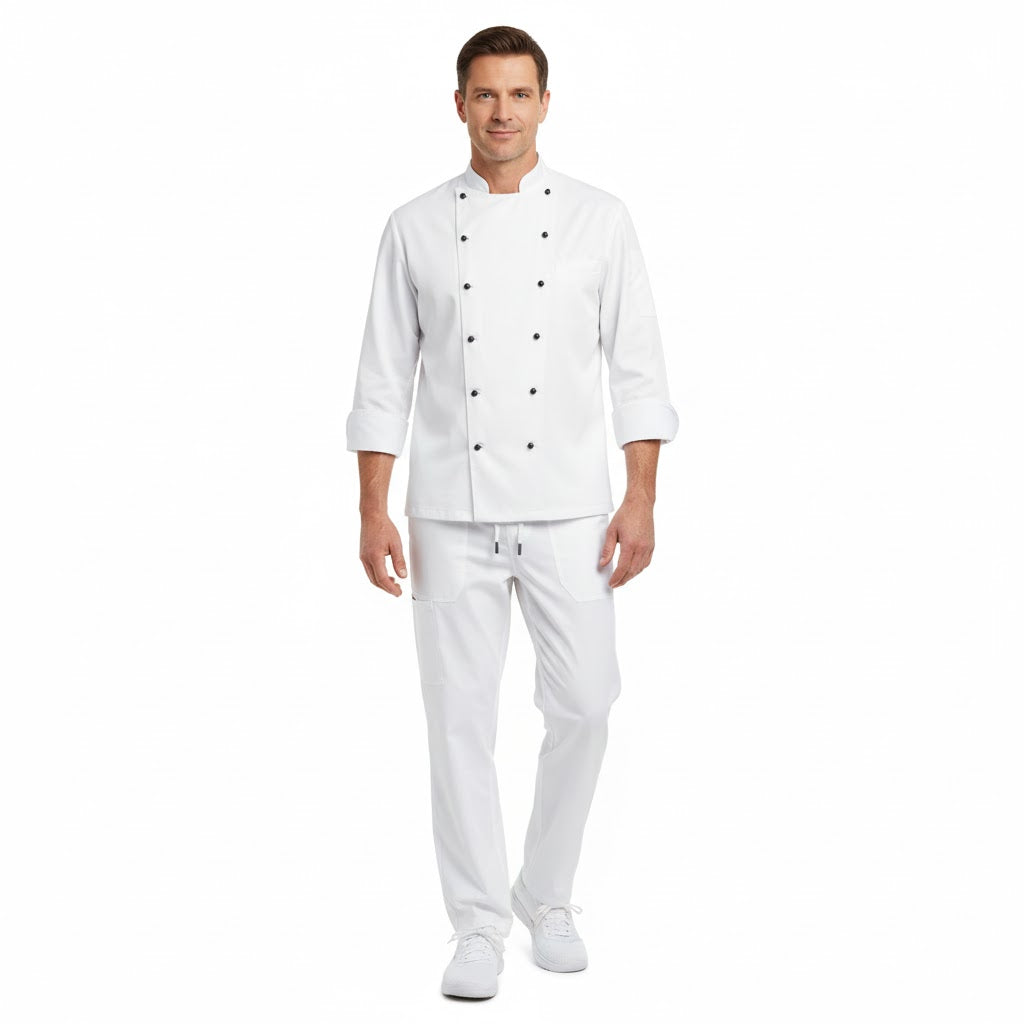 Nybo Hvid Unisex Delight Kokkejakke, Kortærmet, Manchetter