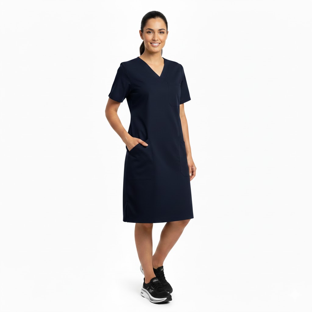 Nybo Navy Dame Charisma Kjole, Rundet Spri-hals, Taljeret