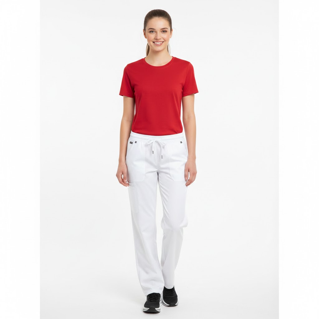 Rød dame t-shirt med rund hals