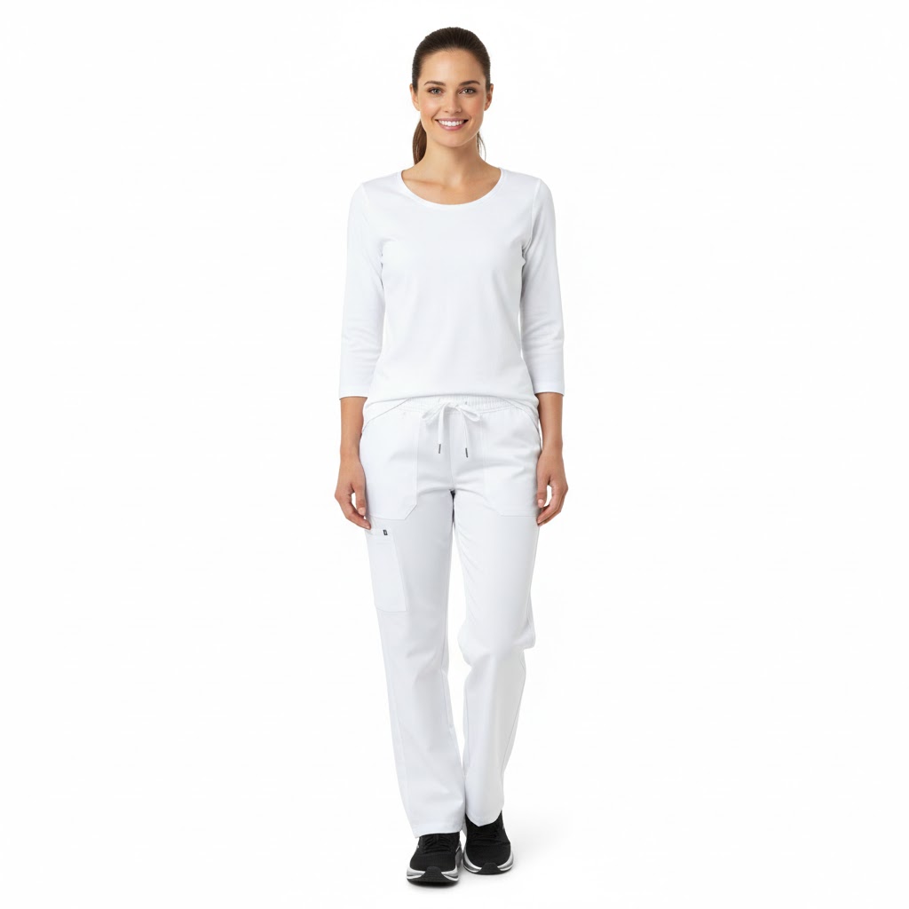 Slidstærk 3/4-ærmet dame t-shirt i hvid