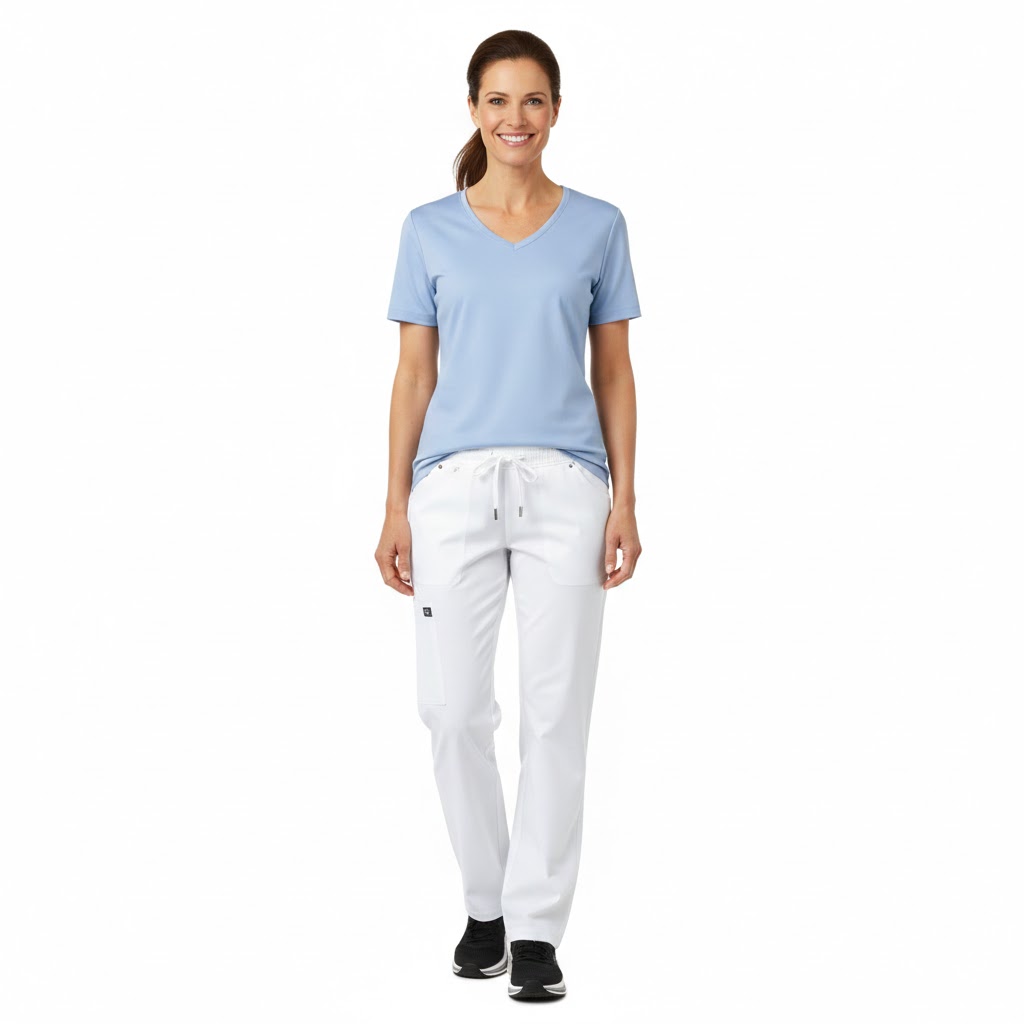 Dame t-shirt i lyseblå med v-hals