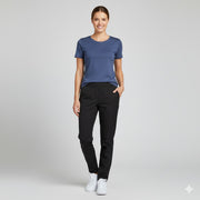 Indigo farvet t-shirt med rund hals til damer