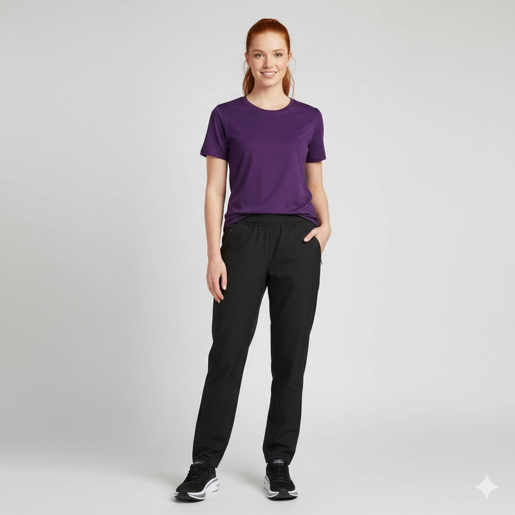 Lilla t-shirt med rund hals til damer