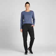 Indigo farvet langærmet dame t-shirt