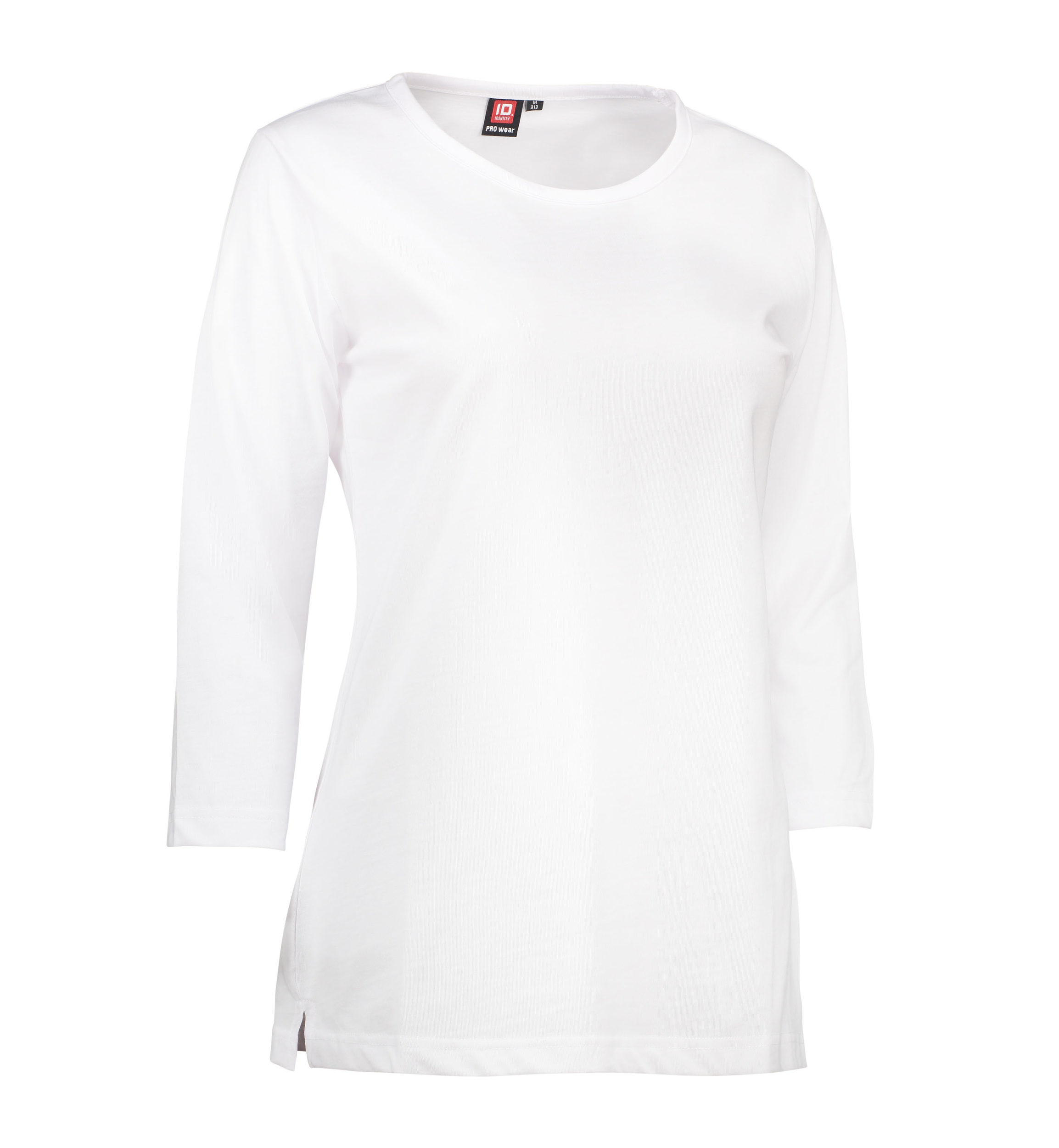 Billede af Slidstærk 3/4-ærmet dame t-shirt i hvid - 6XL