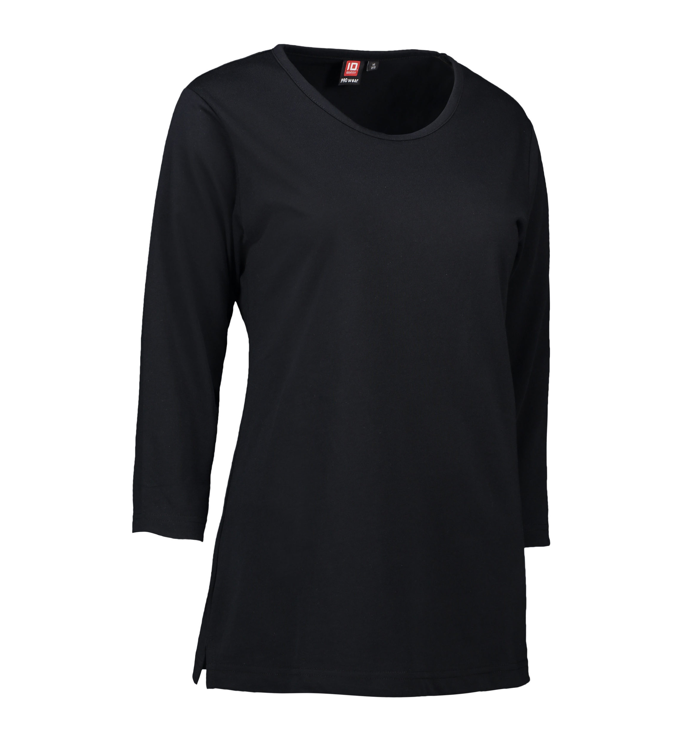 Billede af Slidstærk 3/4-ærmet dame t-shirt i sort - 6XL