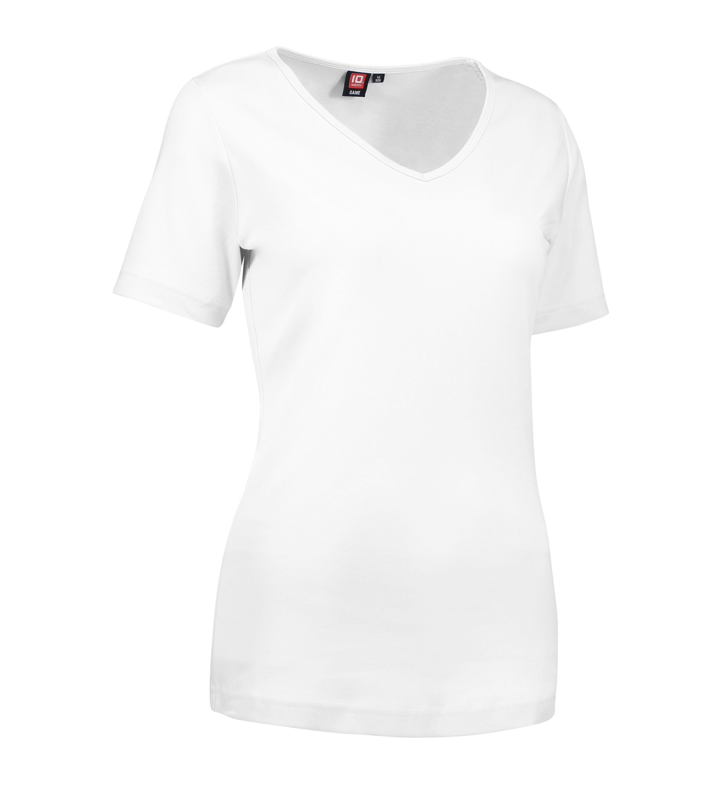Billede af Hvid dame t-shirt med v-hals - 4XL