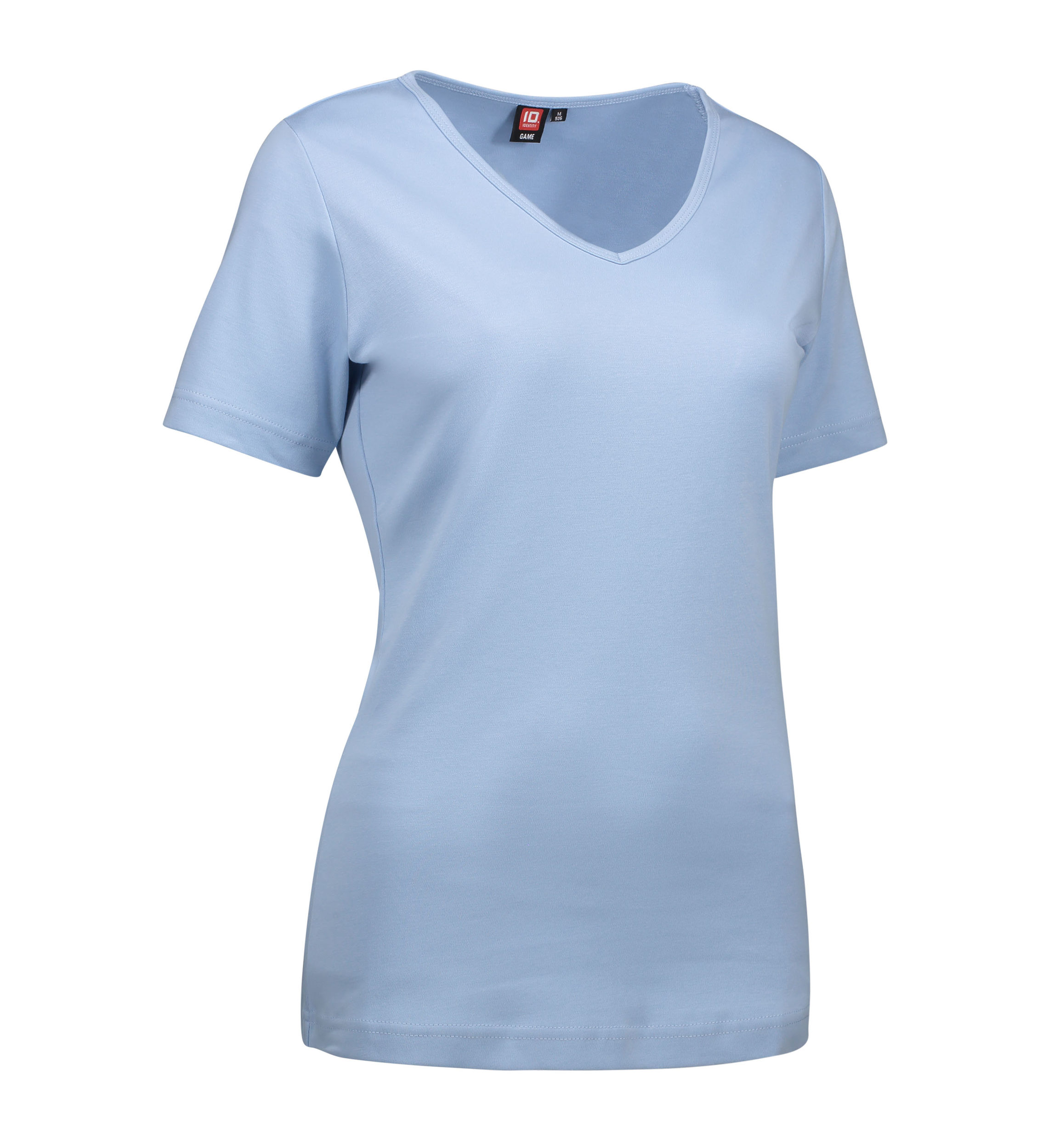 Billede af Dame t-shirt i lyseblå med v-hals - 4XL