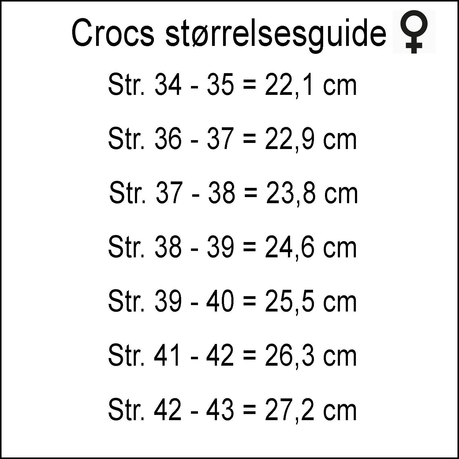 automatisk Eastern kontoførende Crocs størrelsesguide - Sygeplejebutikken