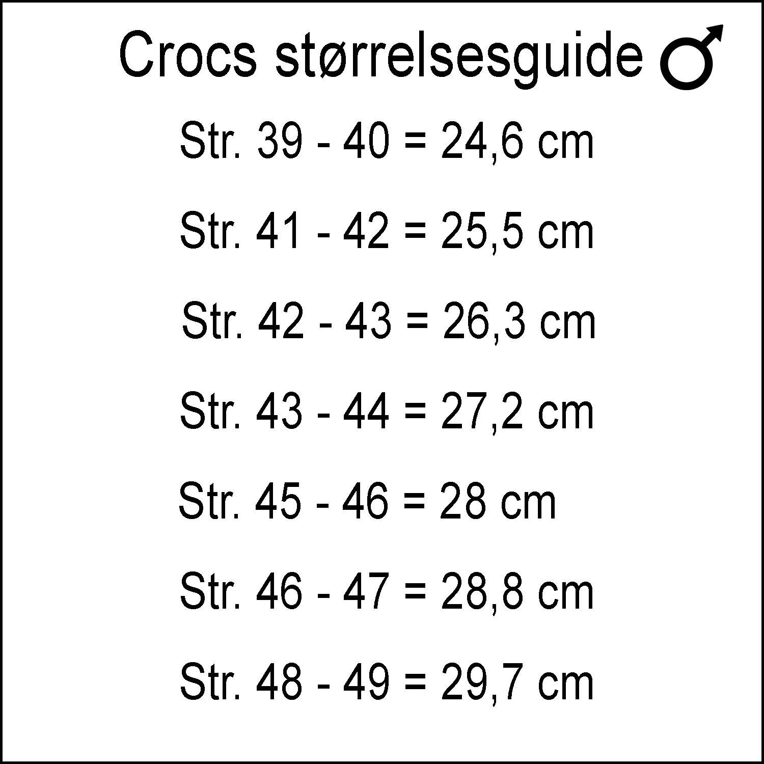 Crocs størrelsesguide -