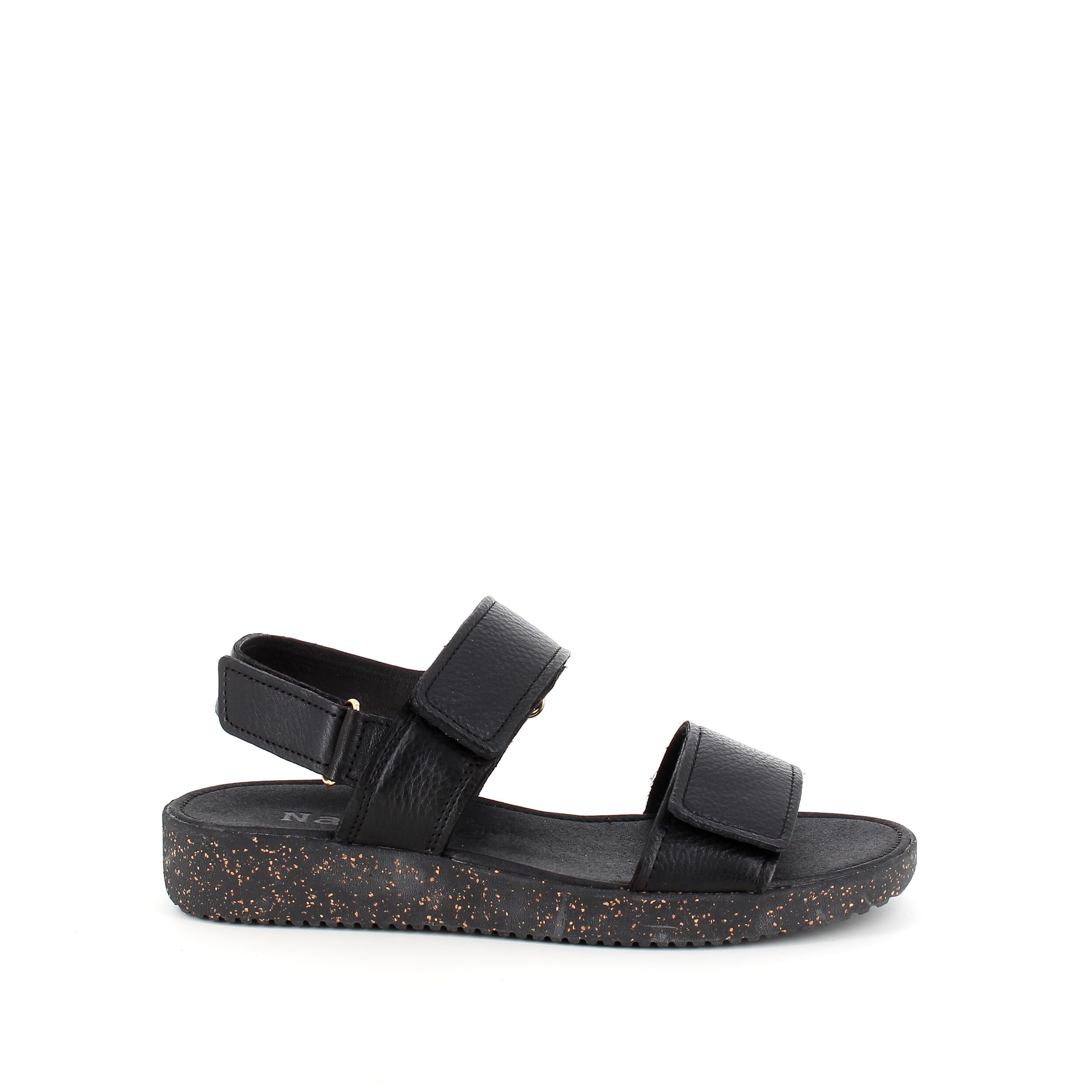 Billede af Nature sandal i sort skind med sorte såler - 42