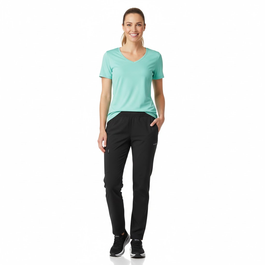 Dame t-shirt i mint med v-hals