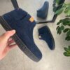 Høj blå hjemmesko i uld med skridhæmmende såler fra Green Comfort