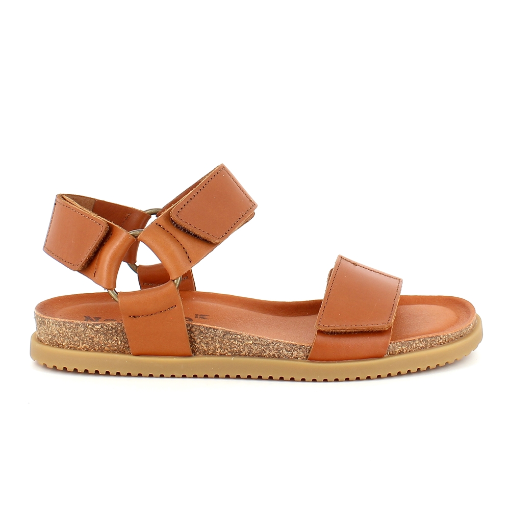 Se Nature sandal med velcroremme i brunt læder - 36 hos Sygeplejebutikken.dk