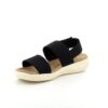 Sort sandal med 3 brede elastik remme