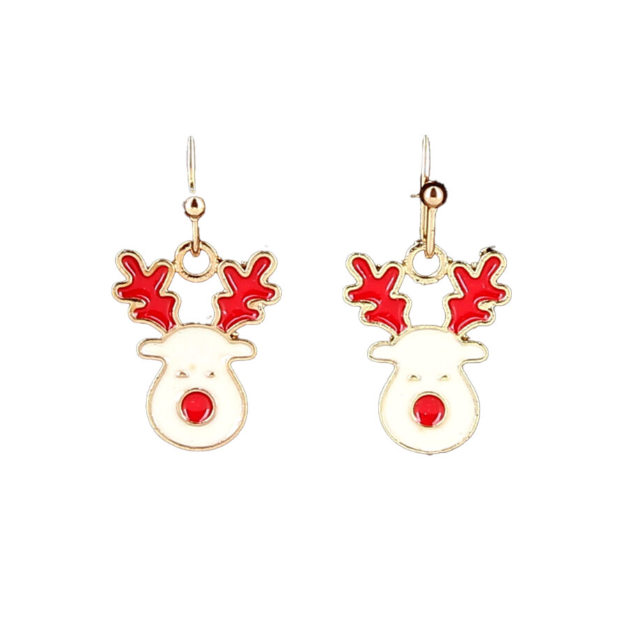 Lyse hængeøreringe med Rudolf - Sygeplejebutikken