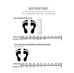 Cruz sandaler størrelses guide